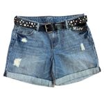 Apt. 9  Womens Denim Shorts‎ Size 12 Light Wash Distressed Studded Belt Photo 7
