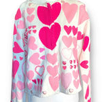 Vintage 1996 Michael Simon Heart Sweater Pink Red Button Crewneck Cardigan White Size M Photo 0