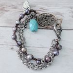 Lucky Brand Bracelet - Pretty with Turquoise Tone Feather Charm Photo 1