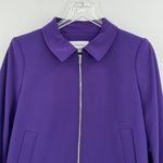 Calvin Klein blazer jacket women's 12P zip front scuba crepe crop purple career Photo 3
