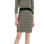 Gabby Skye  Metallic Gold Black Velvet Diamond Argyle 3/4 Sleeve Sheath Dress 6 Photo 0