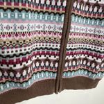 Alfred Dunner Geometric Pattern Knit Cotton Zip Sweater Vest Medium Brown Photo 3
