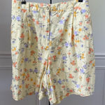 Vintage 90s Jones New York Linen Blend Yellow Floral Front Pleat Shorts 24W Size undefined Photo 0