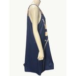 Navy Blue Sleeveless Geometric Print Dress With Mesh Detail Circle Pattern Large Size undefined Photo 3