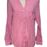 Carve Designs  Size L Moorea Gauze Tunic Top Button Up Pink Windowpane Photo 0