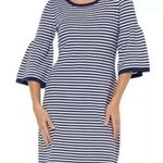 Sail To Sable STS Navy and White Striped Bell Sleeve Sweater Dress XS Photo 0