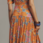 Farm Rio  V-Neck Floral Ruched Mesh Midi Dress, Size L Photo 1