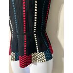 BCBGMAXAZRIA  Black Knit Peplum V Neck Sleeveless Top XXS Photo 3