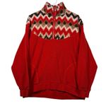 Aerie  Women's Red Fleece Geometric Print Quarter Zip Pullover Sweatshirt Size S‎ Photo 0