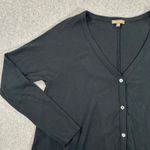 Lilla P Button Front Cardigan Tunic Top Women XL Black Cotton Long Sleeve Pocket Photo 2