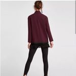 ZARA Burgundy Long Top with Black Fringe Hem Funky Groovy Tunic size Medium Photo 3