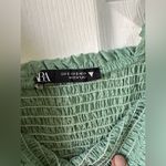 ZARA NWOT  Green Ruffle Crinkle Mini Dress Photo 6