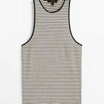 Massimo Dutti  women’s Black and White Striped Tank Top size large Photo 0