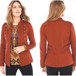 Chico's Sateen Military Jacket blazer Rust Size 2 structured Pockets Classy Photo 7