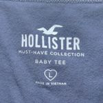 Hollister Corset Seamed Blue Gray Slate Crop Top Large Square Neck Short Sleeve Photo 3