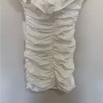 ZARA Draped Poplin Mini Dress White Off the Shoulder Ruched Size Small S Photo 11