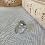 Boutique Dark Silver Floral Marcasite Ring “Ligeia” Leaves Flower Black Gray Metallic Jewelry Photo 7