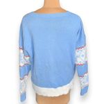 Celebrate Hanukkah Crewneck Pastel Blue Knit Pullover Sweater Menorah Star XXL Photo 3
