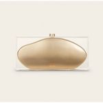 Cult Gaia Annika Clutch Transparent / Brass Gold One Size Bag EUC Photo 1