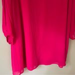 Pink Knee Length Dress XL Neon Fuschia Chiffon Scoop Neck Photo 1