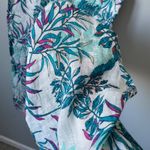 Cynthia Rowley 100% Linen Floral Wide Leg Pants White Teal Beach Vacation Size S Photo 6