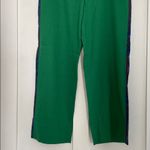 Rachel Zoe High Rise Wide Leg Side Stripe Pull On Linen Pants in Green Size L Photo 4