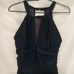 HOLIPICK WO SIZE LARGE BLACK MESH SHEER INSET RUCHED MIDDLE ONE PIECE SWIMSUIT Photo 6