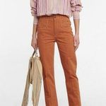 Isabel Marant  Lirokae Herringbone High Rise Pleated Jeans Terracotta FR 36 US 4 Photo 0