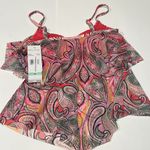 🇺🇸Beach house Paisley NWT swim tankini ruffle layered tiered bathing suit top 8 Pink Photo 2