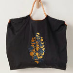 Free People FP Movement Blooming Buti Tote Bag in Black NWT Embroidered Bohemian Photo 0