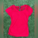 Southpole Y2K Red Lace Accent Short Sleeve Burnout Ruched Top size M Photo 0