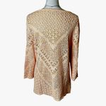 Chico's  Open Knit Sweater L Peach Crochet Pullover Lightweight Boho Layering Top Photo 2