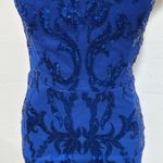 Blue Sequin Dress short woman size 4 wedding party nightclub homecoming Photo 2