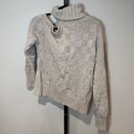 STAUD  Rockey Turtleneck Sweater Checkered Shoulder Cutout Frappe Tan Size Small Photo 5