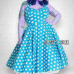 Hell Bunny  Vixen Marian Turquoise Polka Dot Halter Dress Photo 0
