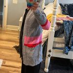 Ultra Flirt  New York Los Angeles Gray Crochet Knit Sweater Cardigan Womens Small Photo 8