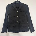 Theory Black Linen Blend Blazer Size 6 Photo 0
