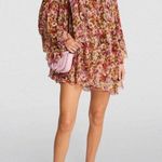 NWT DǑEN Women's Pink Floral Idette Tiered Ruffle Silk Photo 0