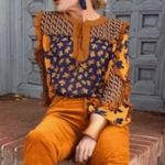 CAbi Harmony Blouse Floral Mix Prints Riot Balloon Sleeves Bohemian Blouse - XS Photo 4