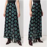 PACO RABANNE Asymmetric Floral Print Lace Skirt Blue Photo 1