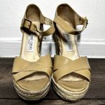 Jimmy Choo  Porto Espadrille Wedge Sandals Patent Crisscross Straps Tan 36.5 6 Photo 2