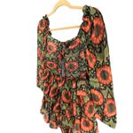 Beulah Style Dress S Abstract Floral Bold Tiered Smocked Forest Fairy Boho NEW Green Photo 2