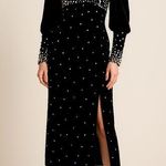 Anthropologie Maeve by  Black Velvet Pearl Embellished Dress Photo 0