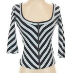 Anthropologie MAEVE Blue Stripe Front Zip Scoop Neck Cardigan Top Size XXS NWT Photo 9