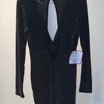 Monaco Plunge Sparkly Long Sleeve Mini Dress Size L Photo 1