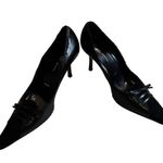 St. John Corset Heels Black Leather and Suede Stiletto, Sz 7 Photo 2