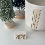 Boutique Gold Sparkly Bow Earring Studs Photo 4