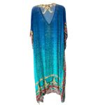 Soft Surroundings Blue Chrystal Embellished V-Neck Kaftan Loungewear Pool Cover Photo 5