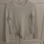 Madewell  Ribbed Long Sleeve Top XXS Cream Asymmetrical‎ Hem Casual Photo 0