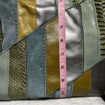 Kate Landry  leather and suede seafoam Blue and Green Patchwork Shoulder Bag Photo 12